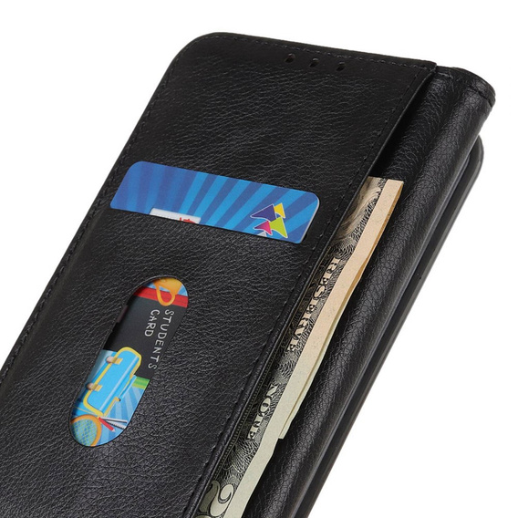 Telefontok a Samsung Galaxy M34, Wallet Litchi Leather, fekete