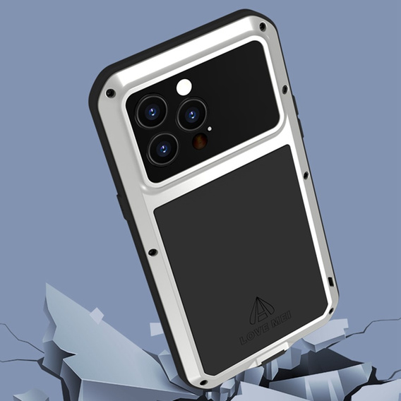 Love Mei Telefontok a iPhone 14 Pro Max, armored with glass, ezüst