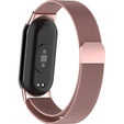 Milánói karkötő szíj tokkal a Xiaomi Smart Band 10 / 9 / 8, rózsaszín