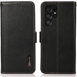 KHAZNEH RFID tok Samsung Galaxy S24 Ultra, Litchi textúra, fekete