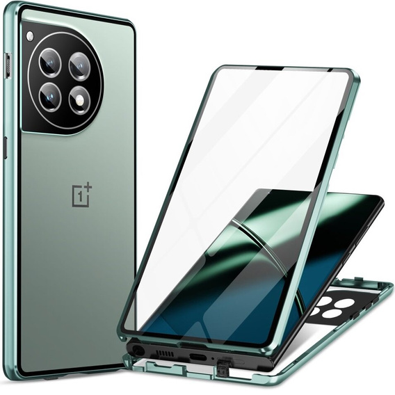 Tok OnePlus 12 5G, Magnetic Dual Glass, zöld