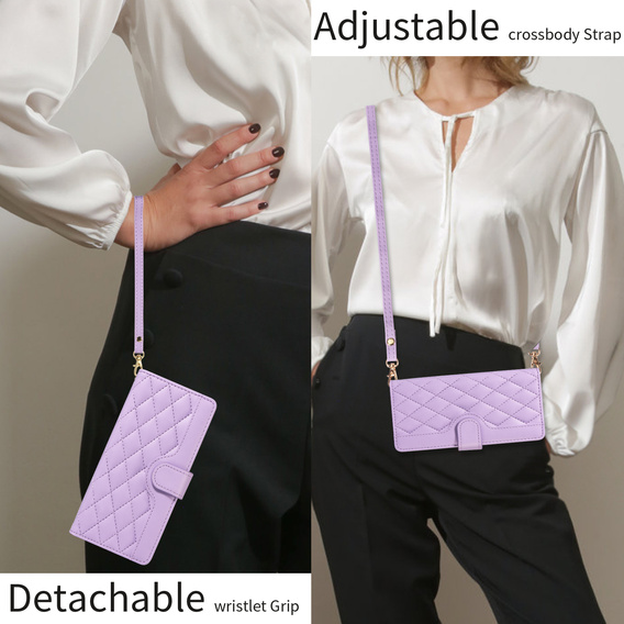 Rhombus Crossbody bőr flip tok Motorola Edge 70 készülékhez