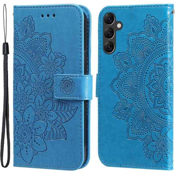 Pattintható tok a Samsung Galaxy A14 4G/5G, Mandala Flower, kék