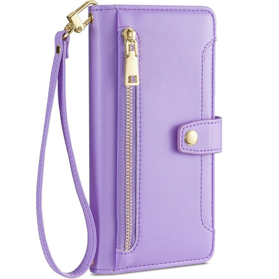 Pattintható tok a Motorola Moto G73 5G, Wallet Zipper Pocket, lila