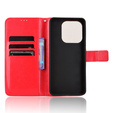 Pattintható tok a Xiaomi Redmi Note 14 4G, Crazy Horse Wallet, piros