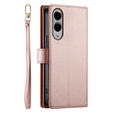 Pattintható tok a Samsung Galaxy S25 Edge, Wallet Zipper Pocket, rózsaszín