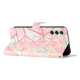 Pattintható tok a Samsung Galaxy A25 5G, Wallet Marble, rózsaszín + 9H üveg