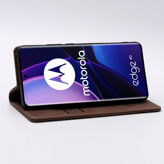 Telefontok a Motorola Edge 40, ERBORD Vintage, pénztárca patenttal, kávé