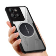 Tok Motorola Moto G15 / Motorola Moto G15 Power, mágneses lemezzel, átlátszó / fekete