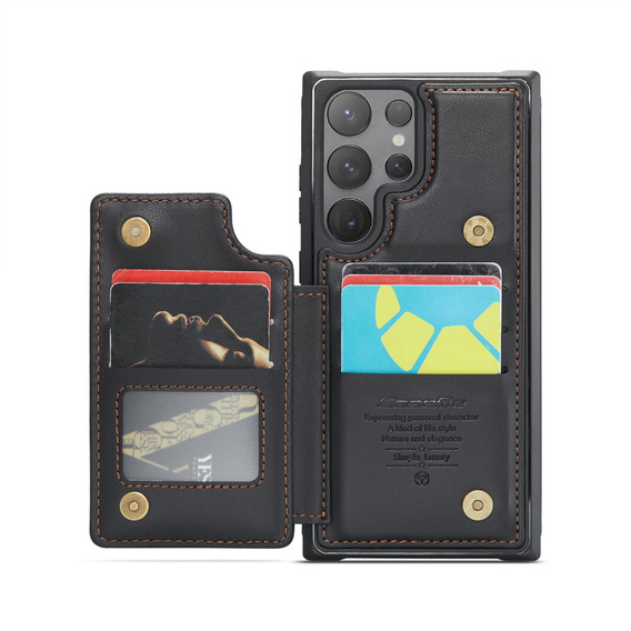 CASEME flip tok Samsung Galaxy S25 Ultra, Litchi Wallet, fekete