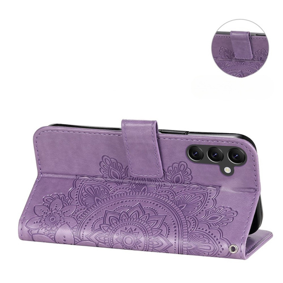 Pattintható tok a Samsung Galaxy A14 4G/5G, Mandala Flower, lila