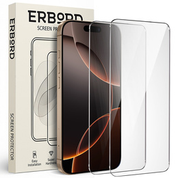 2x edzett üveg ERBORD 9H Hard Glass a képernyőn a iPhone 16 Pro Max