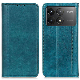 Pattintható tok Xiaomi Poco F6 Pro, Split Leather, zöld