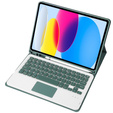 Tok + billentyűzet iPad 10.9 2022 10 Gen, TouchPad Pen Slot, sötétzöld