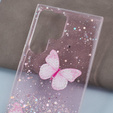 Tok Samsung Galaxy S24 Ultra, Glitter Butterfly, rózsaszín