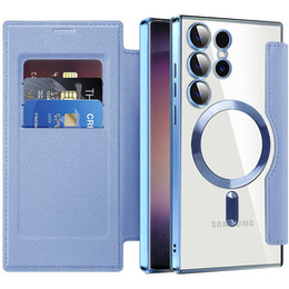 Pattintható tok a Samsung Galaxy S24 Ultra, RFID Wallet MagSafe CamShield, kék