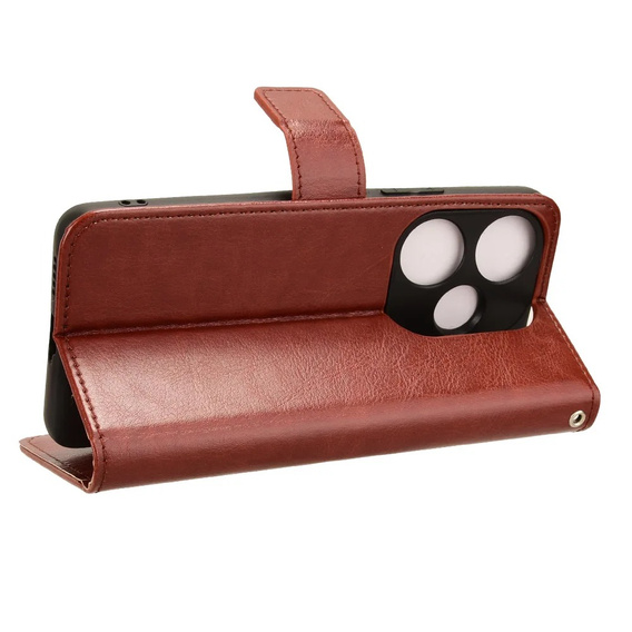 Pattintható tok a Xiaomi Poco F6, Crazy Horse Wallet, barna
