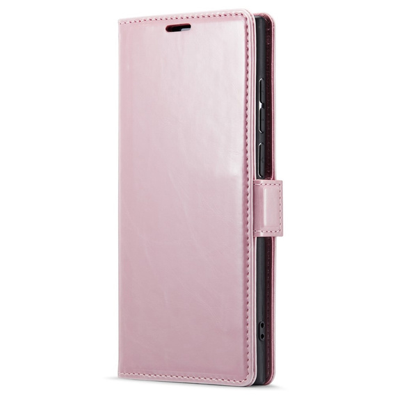 Pattintható tok a Samsung Galaxy S23 Ultra, ERBORD Waxy Wallet, rózsaszín
