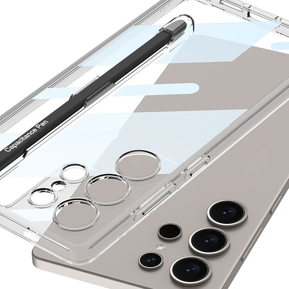 Tok Samsung Galaxy S25 Ultra, GKK Clear Case, stylusszal, átlátszó