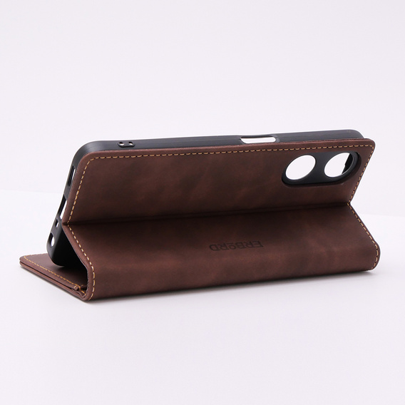 Telefontok a Oppo A78 5G, ERBORD Vintage, pénztárca patenttal, kávé
