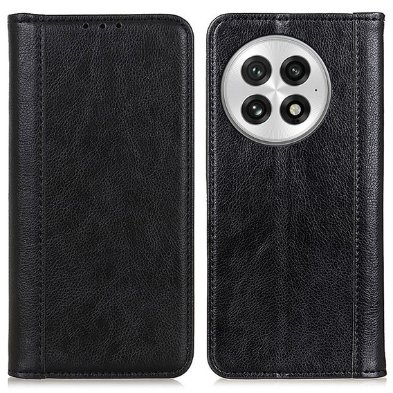 Pattintható tok OnePlus 13, Split Leather, fekete