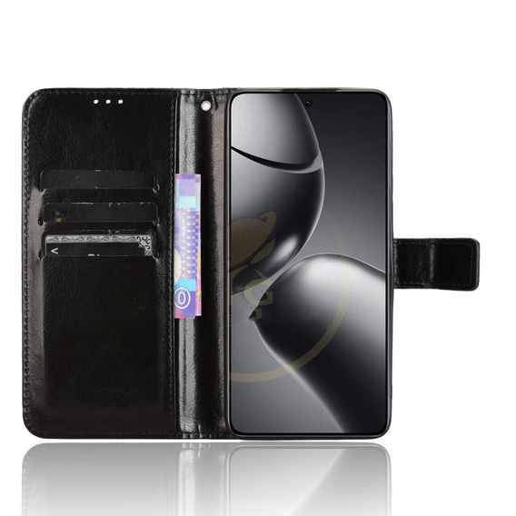 Pattintható tok a Xiaomi 14T, Crazy Horse Wallet, fekete