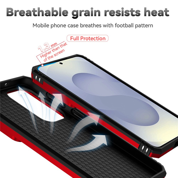 Páncélozott tok állvánnyal és lencsefedéllel Samsung Galaxy S26 Plus készülékhez, piros