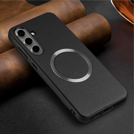 Telefontok a Samsung Galaxy S24 FE, Leather Hybrid MagSafe, fekete