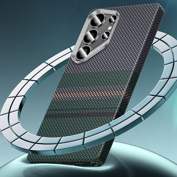 BENKS Kevlar tok Samsung Galaxy S25 Ultra, MagSafe, Carbon Fiber, fekete
