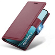Tok Oppo Reno 14, ERBORD Glossy Litchi, pénztárca patenttal, piros