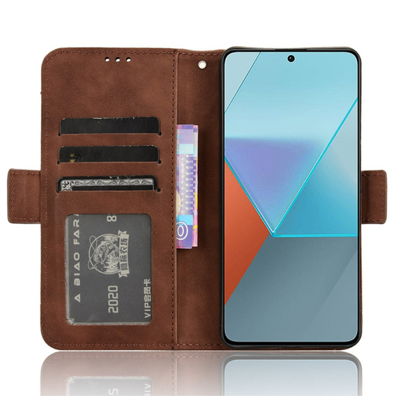 Pattintható tok a Xiaomi Redmi Note 13 Pro 5G, Card Slot, barna