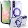 Mágneses tok Samsung Galaxy A56-hoz, MagSafe, lila + üveg 9H