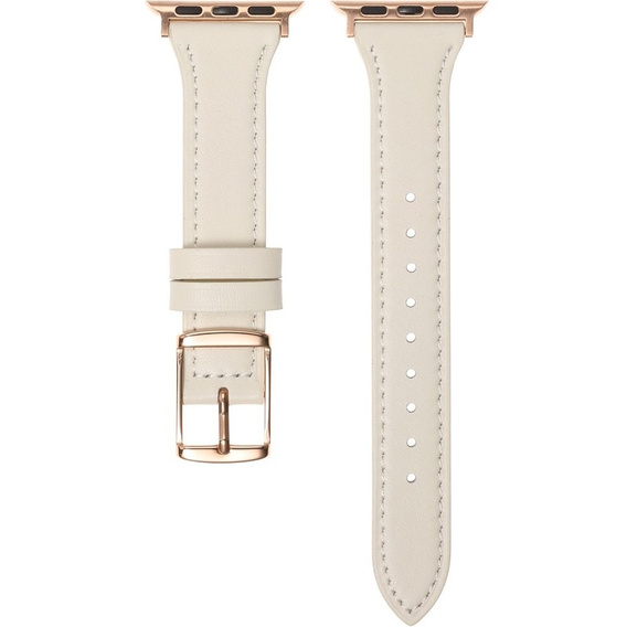 Pasek Skórzany do Apple Watch 1/2/3/4/5/6/7/8/SE/Ultra 42/44/45/49mm, Beżowy