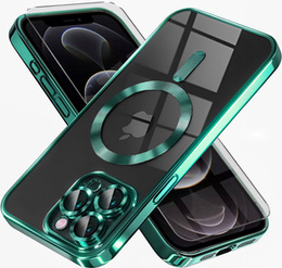 Tok iPhone 12 Pro-hoz, Electro MagSafe, zöld + üveg a képernyőhöz