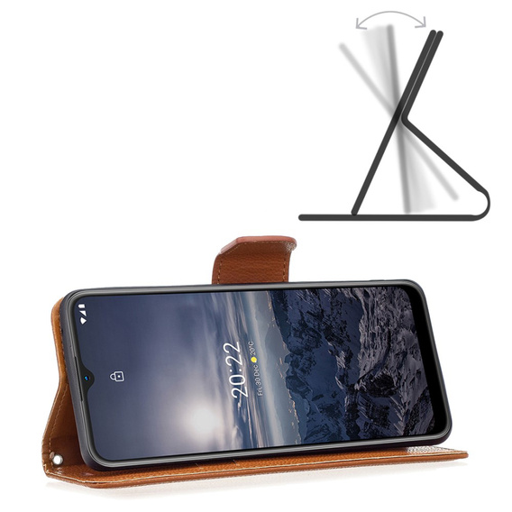 Pattintható tok a Nokia G11 / G21, Litchi Wallet Case, barna