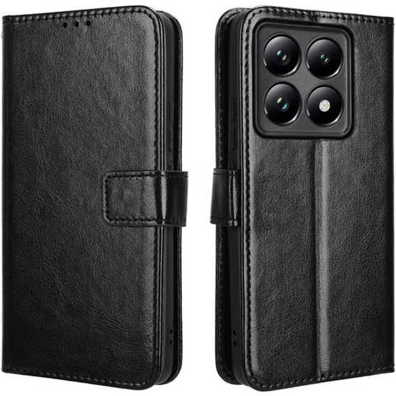 Pattintható tok a Xiaomi 14T, Crazy Horse Wallet, fekete