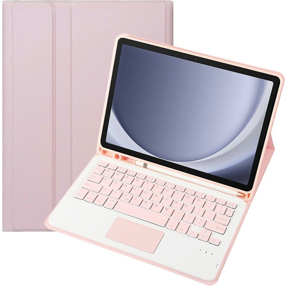 Tok + billentyűzet Samsung Galaxy Tab A9+, Leather Pen Slot TouchPad, rózsaszín