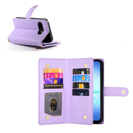 Wallet Zipper Pocket flip tok Samsung Galaxy A17 5G, Wallet Zipper Pocket, lila