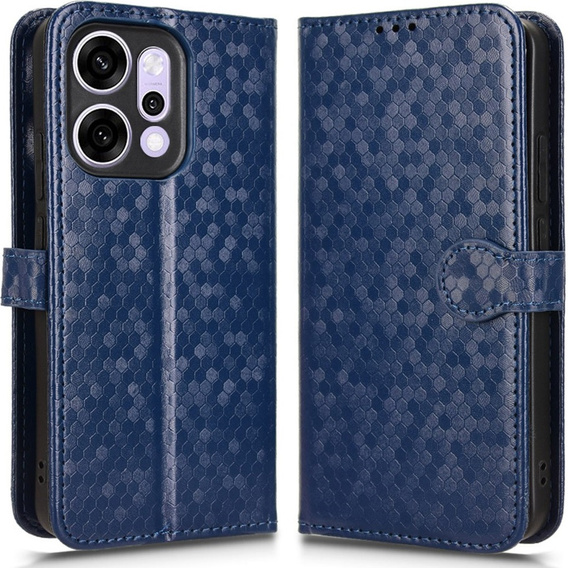 Pántos tok Oppo Reno 14, pénztárca Rhombus, kék