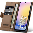 Tok Samsung Galaxy A25 5G, ERBORD Glossy Litchi, pénztárca patenttal, barna