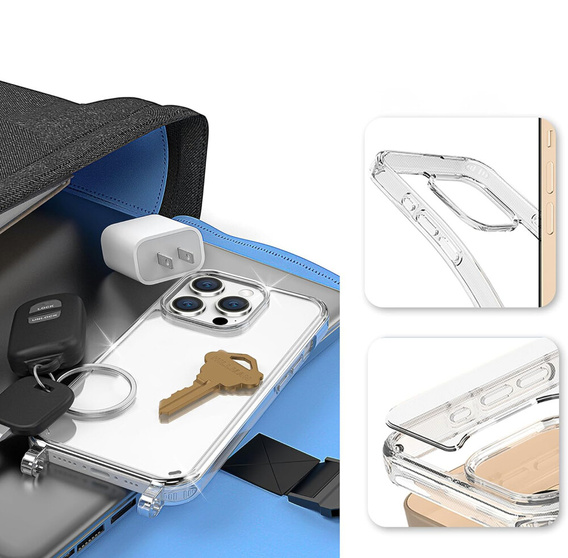Tok zsinórral iPhone 16 Pro-hoz, ERBORD MagSafe, átlátszó + képernyőüveg
