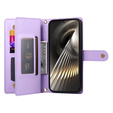 Pattintható tok a Xiaomi Poco X7 Pro 5G, Wallet Zipper Pocket, lila