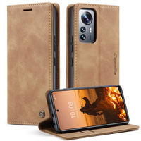 CASEME tok Xiaomi 12 Lite, Leather Wallet Case, barna