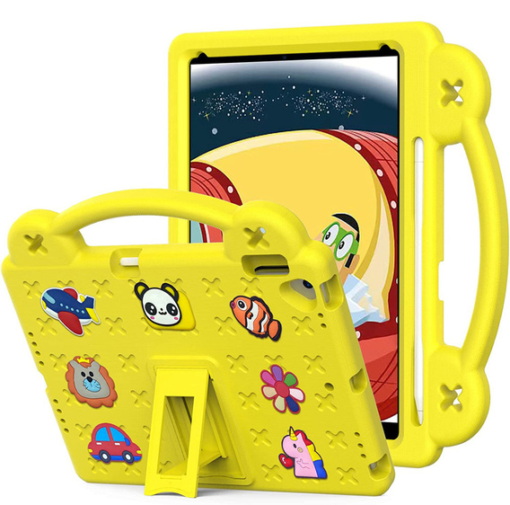 Gyermek tok iPad 10.2" 2021/2020/2019 (9/8/7 gen.) / Air 10.5" 2019 (3 gen.), Cute Patterns, állvánnyal, sárga