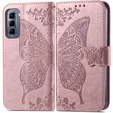 Pattintható tok a Infinix Hot 50 Pro 4G, Butterfly, rózsaszín rose gold
