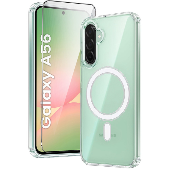 Tok Samsung Galaxy A56 5G, Dropproof MagSafe, átlátszó + 9H edzett üveg