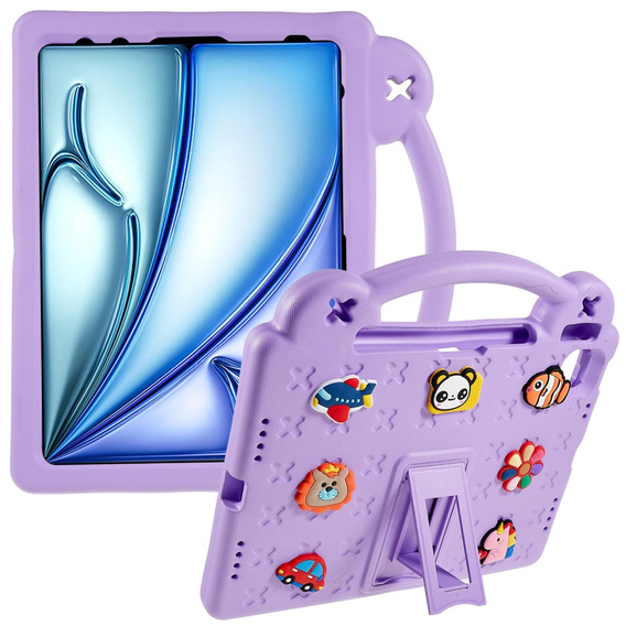 Gyermek tok Apple iPad Air 11" 6 gen. 2024, Cute Patterns, állvánnyal, lila