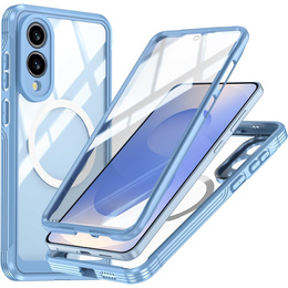 Tok Samsung Galaxy S25 Edge-hoz, Shockproof, üveggel, MagSafe-hoz, kék