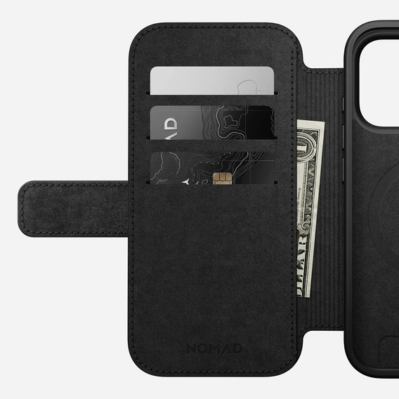 Nomad tok iPhone 17 Pro-hoz, Modern bőr fóliatok, fekete