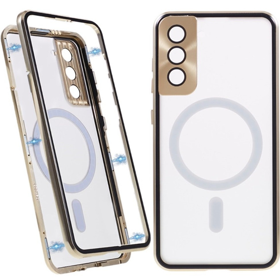 Magnetic Dual Glass MagSafe tok Samsung Galaxy S21+ Plus, arany